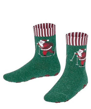 FALKE Unisex Kinder Hausschuhe Skiing Santa, Nachhaltige Baumwolle, 1 Paar, Grün (Light Pine 7421), 19-22 im Sale